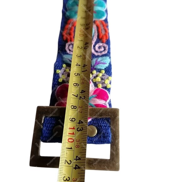 Multicolored Flower Wool Fabric Headband Belt Set Ayacucho